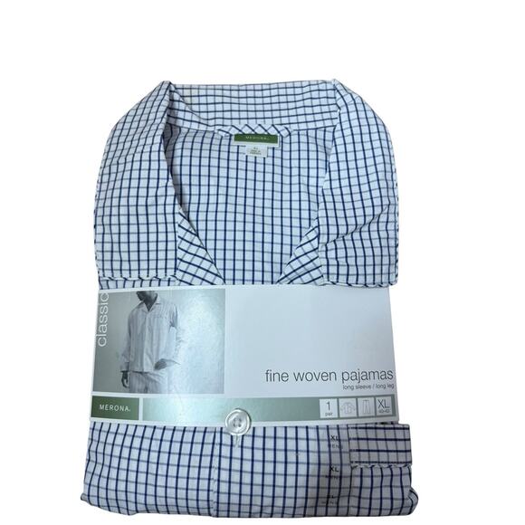 2006 Merona Fine Woven blue check pajamas set new in package size XL - Picture 1 of 2